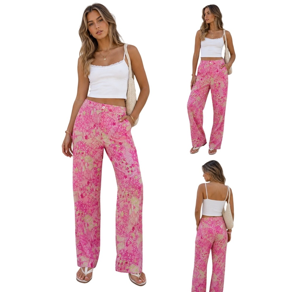 Lilly Pulitzer Women Beach Blanket Bingo Crop Pants Cotton  Preppy Y2K Size 2